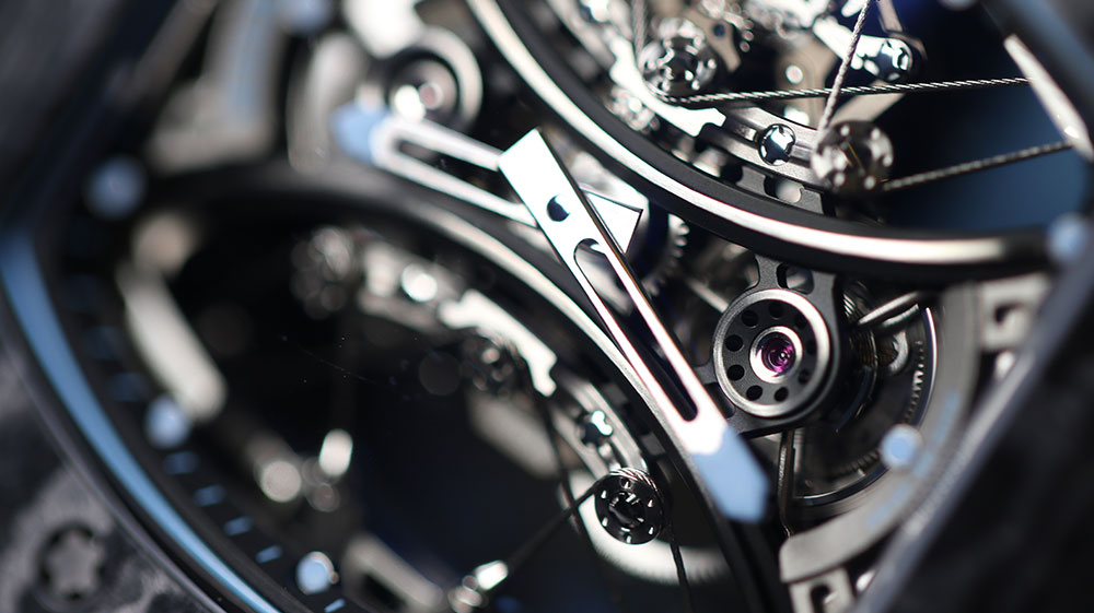 Close up of the suspension system on the Richard Mille RM 53-01